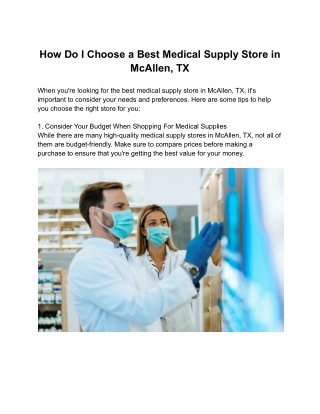 How Do I Choose a Best Medical Supply Store in McAllen, TX