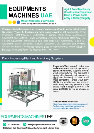 Dairy Processing Plant and Machinery Suppliers