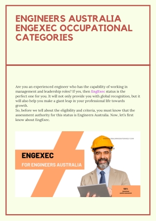 Engineers Australia EngExec Occupational Categories