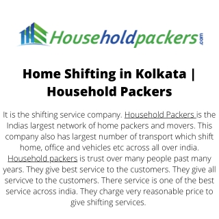 Home Shifting in Kolkata  Household Packers