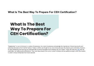 What Is The Best Way To Prepare For CEH Certification?