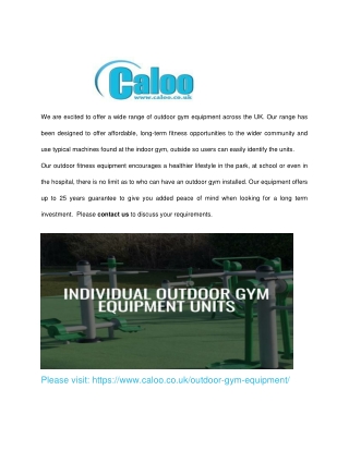 Outdoor Gym Equipment - Community Spaces & Schools - Caloo Ltd.