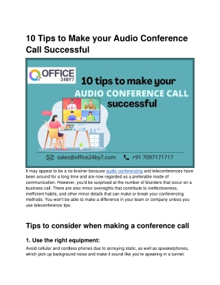 10 Tips to make your audio conference call successful