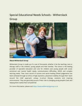 Special Educational Needs Schools - Witherslack Group
