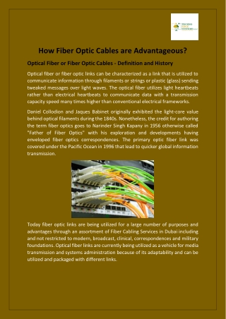 How Fiber Optic Cables are Advantageous