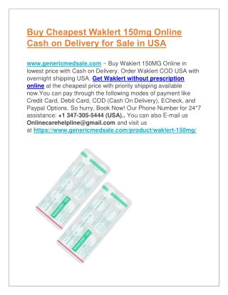 How to Buy Waklert COD?