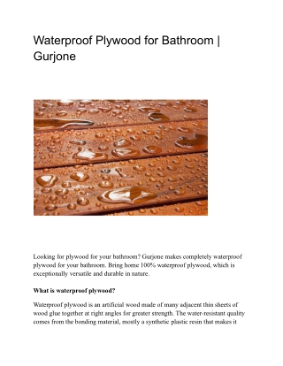 Waterproof plywood for bathroom - Gurjone