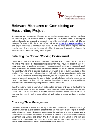 Relevant Measures to Completing an Accounting Project