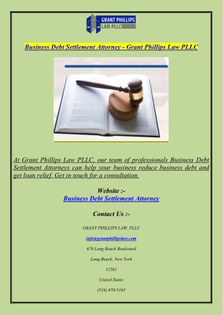 Business Debt Settlement Attorney - Grant Phillips Law PLLC