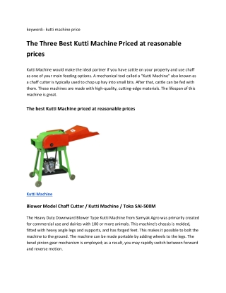 The Three Best Kutti Machine Priced at reasonable prices