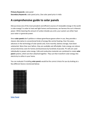 A comprehensive guide to solar panels