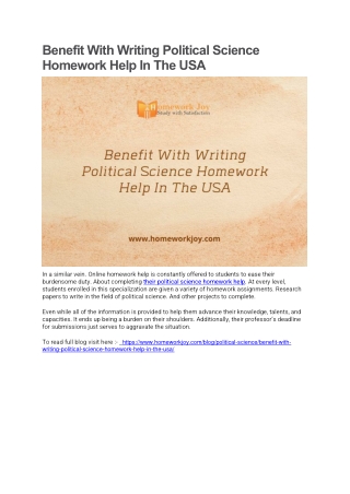 Benefit With Writing Political Science Homework Help In The USA