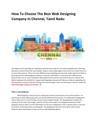 How To Choose The Best Web Designing Company In Chennai