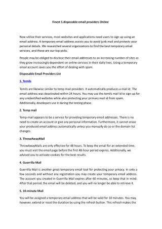 Finest 5 Disposable Email Providers Online - Temils
