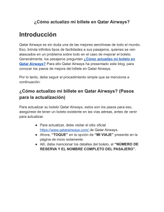 ¿Cómo actualizo mi billete en Qatar Airways?
