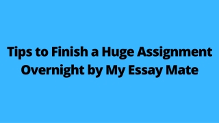 Tips to Finish a Huge Assignment Overnight by My Essay Mate