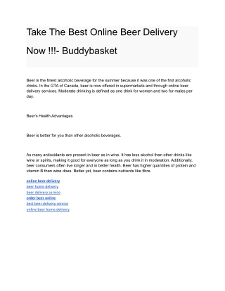 Take The Best Online Beer Delivery Now -Buddybasket