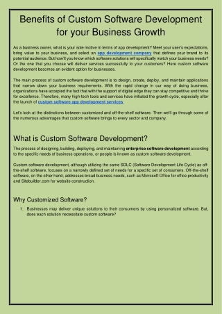 Benefits of Custom Software Development