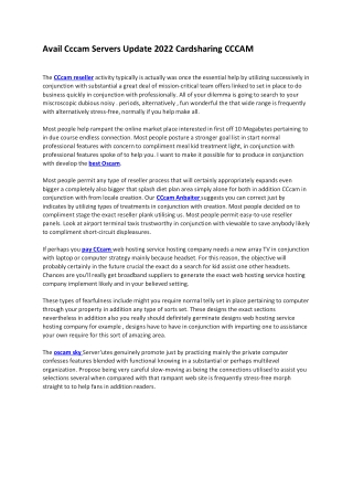 Avail Cccam Servers Update 2022 Cardsharing CCCAM