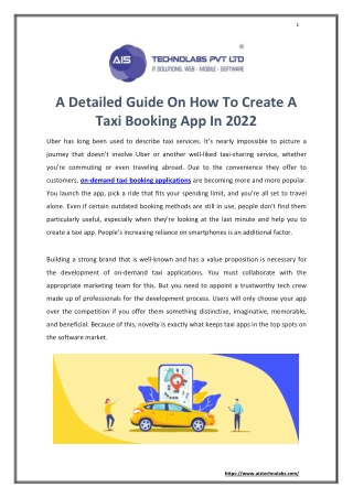 A Detailed Guide On How To Create A Taxi Booking App In 2022