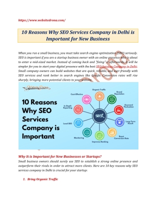 10 Reasons Why SEO Services Company in Delhi is Important for Your Business