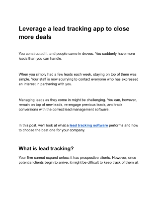 Leverage a lead tracking app to close more deals