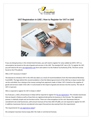 VAT Registration in UAE  How to Register for VAT in UAE