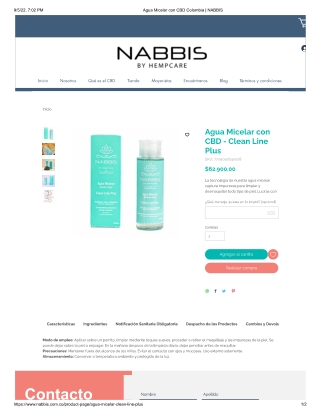 Agua Micelar con CBD Colombia | Nabbis by Hempcare