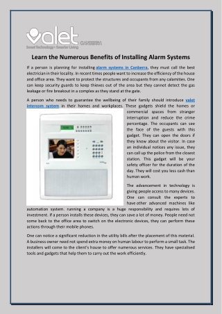 Learn the Numerous Benefits of Installing Alarm Systems