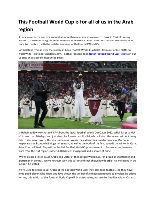 This Football World Cup is for all of us in the Arab region