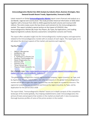 Global Immunodiagnostics Market Opportunities and Forecast 2020-2027