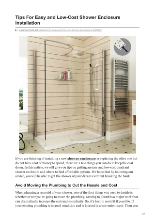 Tips For Easy and Low-Cost Shower Enclosure Installation