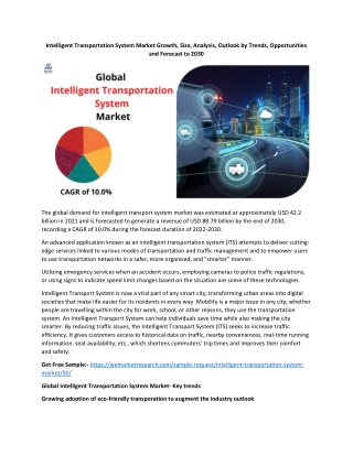 Intelligent Transportation System Market Demand, Size, Share, Scope