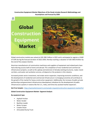 Construction Equipment Market 2022 Leading Competitors, Regional Trends