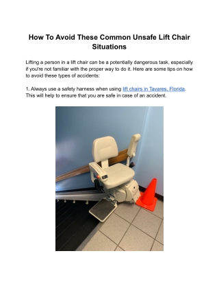 How To Avoid These Common Unsafe Lift Chair Situations