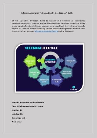 Selenium Automation Testing: A Step-by-Step Beginner's Guide