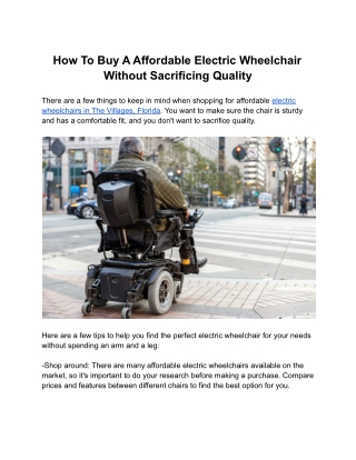 How To Buy A Affordable Electric Wheelchair Without Sacrificing Quality