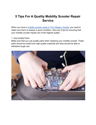 PPT 5 Tips For A Quality Mobility Scooter Repair Service PowerPoint   1 11587427 