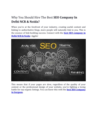 Why You Should Hire The Best SEO Company In Delhi NCR