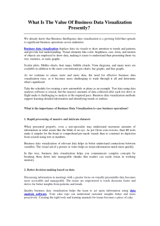 What Is The Value Of Business Data Visualization Presently