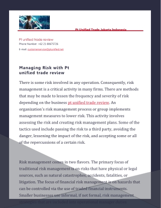 Managing Risk with Pt unified trade review