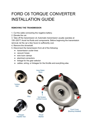 Ford c6 torque converter installation guide