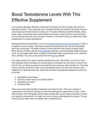 Boost Testosterone Levels With This Effective Supplement