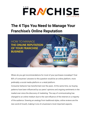 Tips to Manage Franchise’s Online Reputation