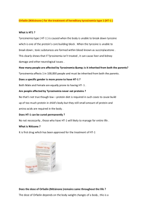 Buy Nitisinone Capsules Online at Best Price from India