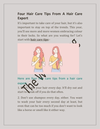 Four Hair Care Tips From A Hair Care Expert