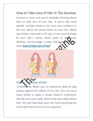 How to Take Care of Hair In The Summer