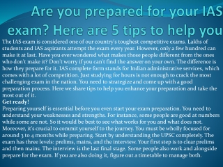 Are you prepared for your IAS exam