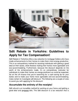 Sdlt Rebate in Yorkshire Guidelines to Apply for Tax Compensation