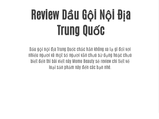 Review Dầu Gội Nội Địa Trung Quốc